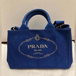 Prada Canapa Blue Denim Tote